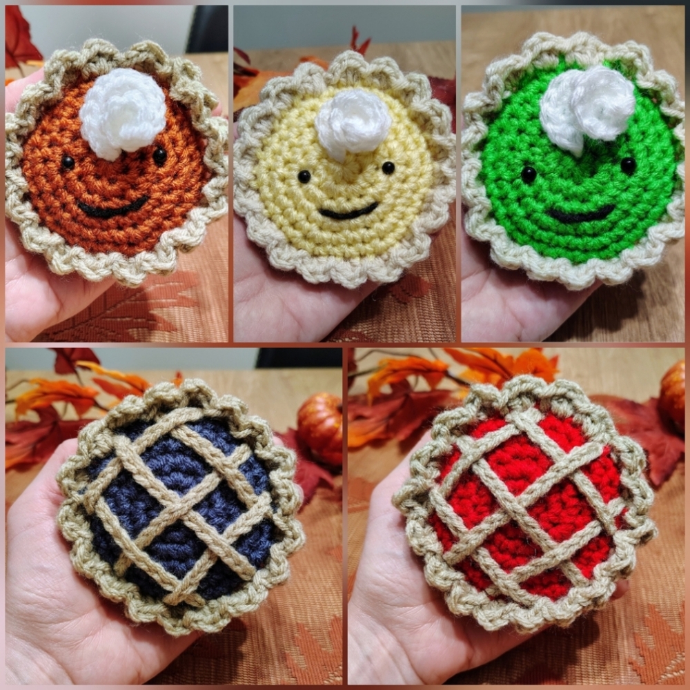 Handmade Crochet Pumpkin, Lemon, Key Lime, Blueberry, OR Cherry Pie 🥧